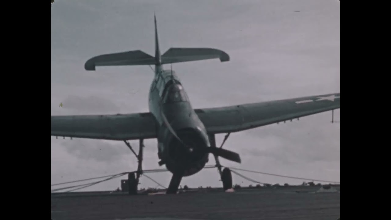 TBM noseover  crash on landing on USS Block Island May, 1945 WW2
