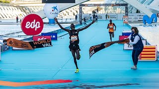 WORLD RECORD: Kibiwott Kandie 57:32 Valencia Half Marathon [Full Race]