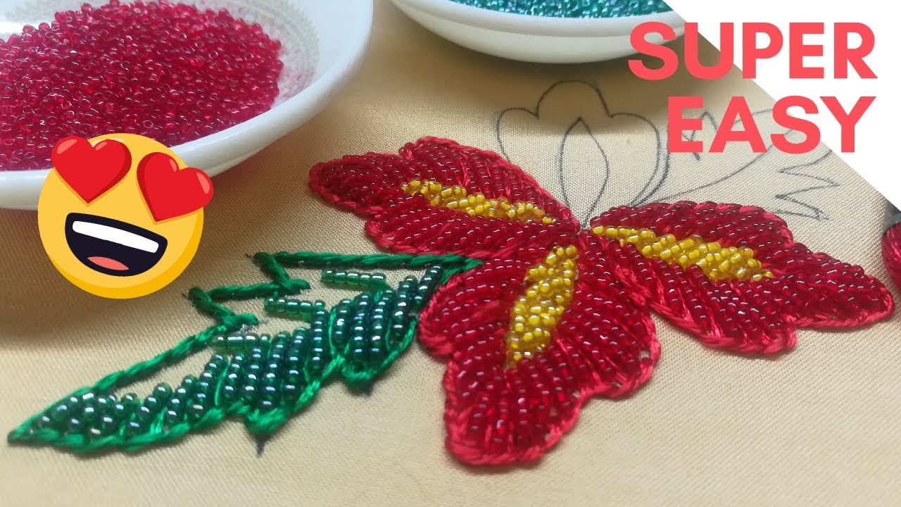 Easy Embroidery with Beads Beads Embroidery Flower Embroidery YouTube