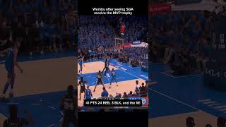 Wemby after seeing SGA receive the MVP trophy #nba #highlights