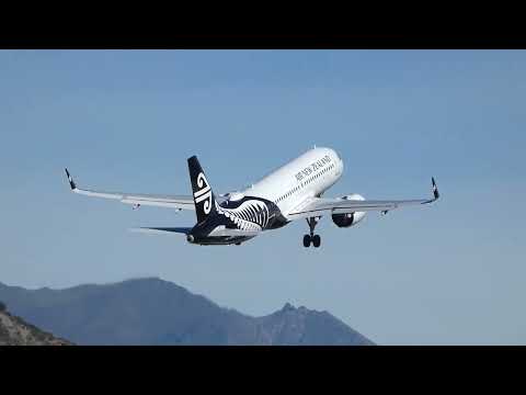 Queenstown Airport | Air New Zealand | Airbus A320-271 (ZK-NHE) take off RWY23