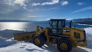 Plowing With A View  LAKE TAHOE  CAT 938M with RPM TECH Snowblower