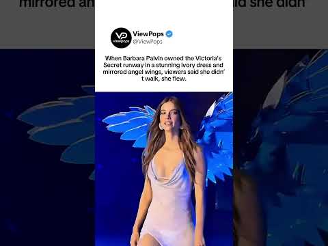 Barbara Palvin floating <strong>down</strong> the Victoria's Secret runway in mirrored angel <strong>wings</strong> #barbarapalvin