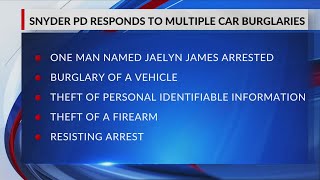Suspect arrested in connection to multiple car burglaries in Snyder