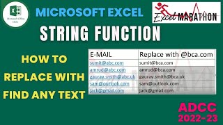 Part - 2- Task-11 | How to use Replace Function || #excelmarathon || String Functions