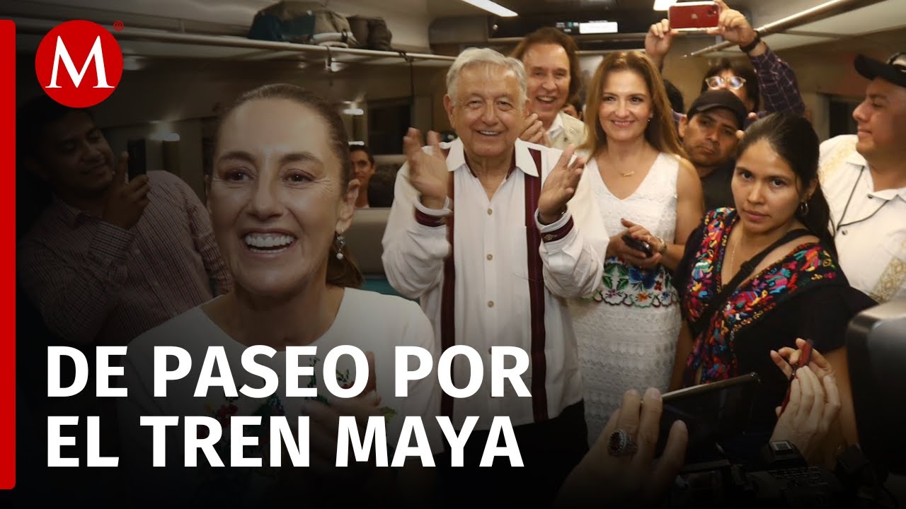Sheinbaum y gobernadores despiden a AMLO en gira por Tren Maya - YouTube