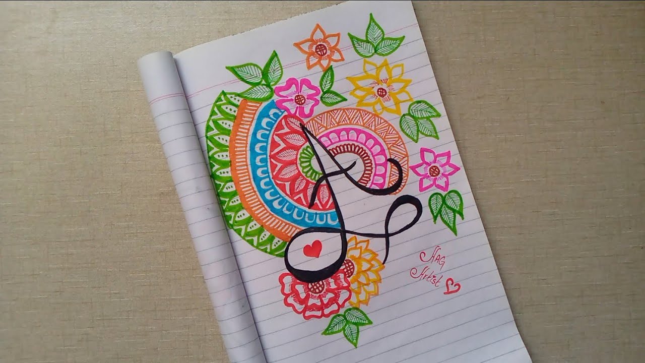 •AAG | Letter A with mandala art drawing | alphabet mandala art 