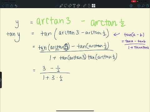 Arctan3 - arctan(1/2) without a calculator