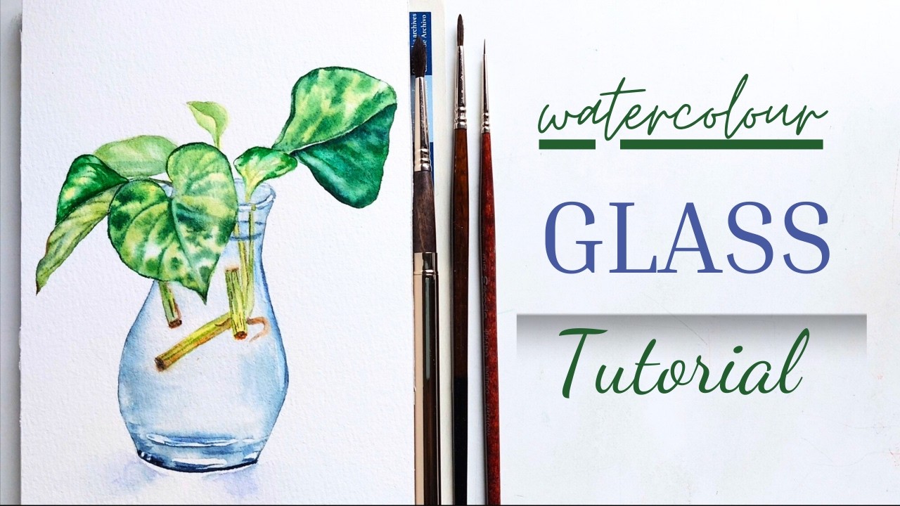 Beginner-friendly Greens & Glass Tutorial | Watercolor Money Plant 🪴 & Glass