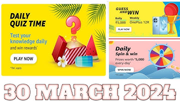 Funzone Amazon All Quiz Answers Today |30 March 2024 | @dailyquiztime #amazonfunzon