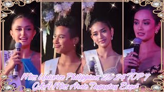 Miss Universe Philippines 2024 Miss Arete Tagaytay Event Q&A TOP 7