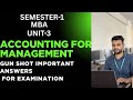 ACCOUNTING FOR MANAGEMENT |UNIT-3|| PROBLEM||MBA |SEMESTER -1 || IMPORTANT ANSWERS FOR EXAMINATION