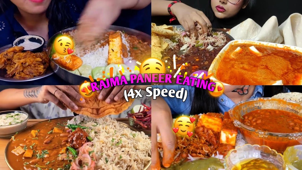 ⁣ASMR: Eating "RAJMA PANEER"😍 With Rice🤤 | Mukbang Compilation Video At 4x Speed |