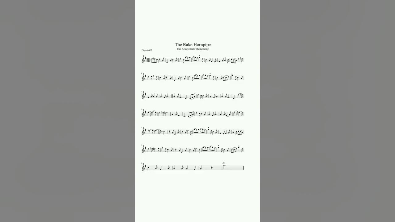 The Rake Hornpipe/ The Krusty Krab theme song/ recorder alto/ sheet music