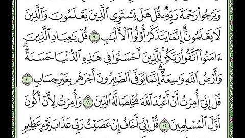 سورة الزمر مكررة الآيات من 9 إلى 14    Surah Az-Zumar repeated