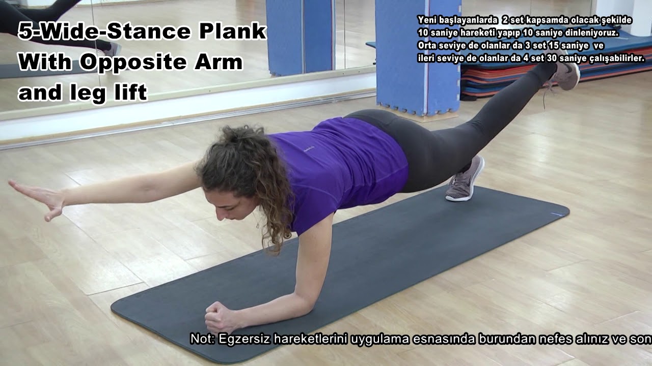 5 Wide Stance Plank With Opposite Arm and leg lift - YouTube