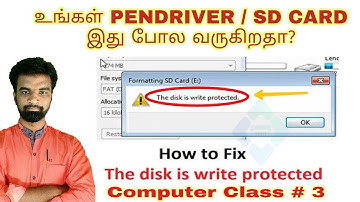 How to fix the disk is write protected Computer class in tamil