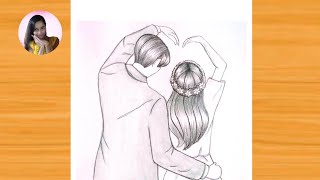 Pencil sketch drawing girl & boy|How to draw Couple in Love❤|Cute couple drawing for Valentine's day