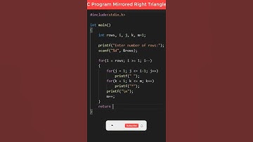 C Program Print Mirrored Right Triangle Star Pattern #shorts