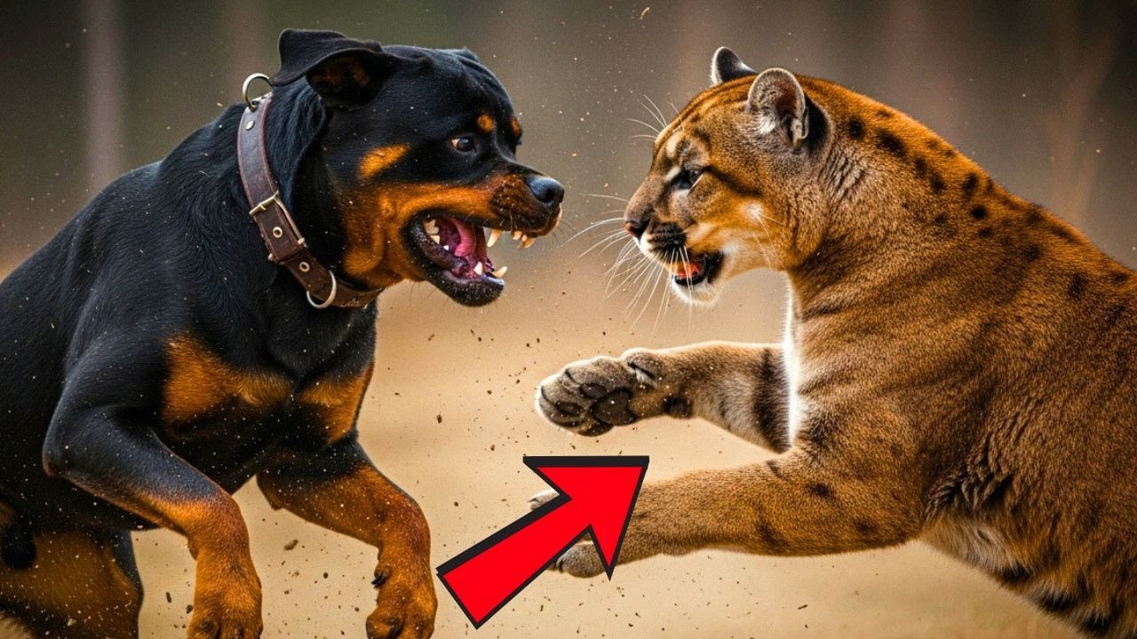 ¡ROTTWEILER se enfrenta a una PUMA SALVAJE para PROTEGER a su familia ...