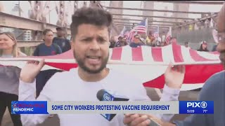 Some city workers protest vaccine mandate