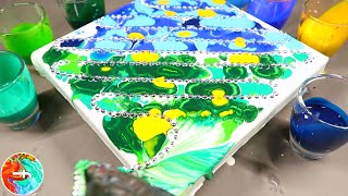 Chain Pull Painting - Harmony Of Blue And Green - Acrylic Pouring- Fluidcomet