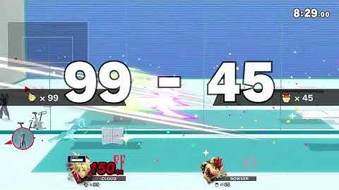 Smash Ultimate - Cloud vs Level 9 CPU Bowser 99 Stock Battle - No Deaths
