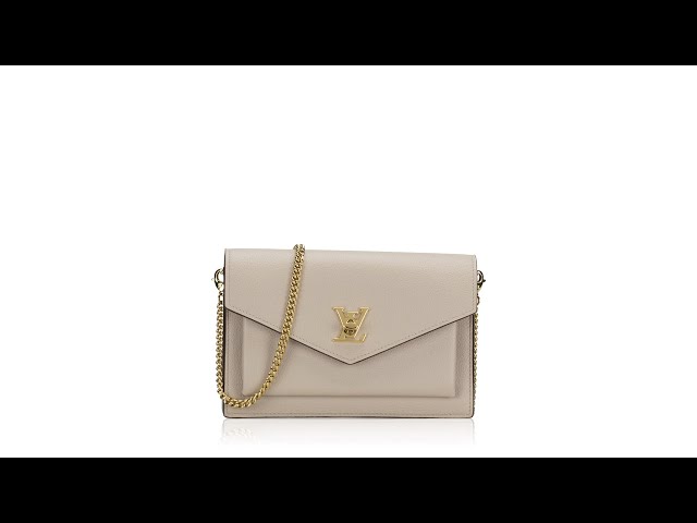 LOUIS VUITTON Soft Calfskin My Lockme Chain Pochette Greige 1295227