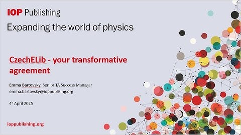 CzechELib and IOP Publishing | Transformative agreement session