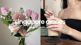 daily life in Singapore | valentine's day, 96, trip to the library, books, flowers, coffee