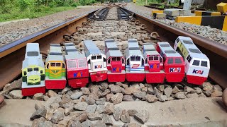 The wooden train CC201, CC205, and CC206 liveries of Perumka pass through the railway switch