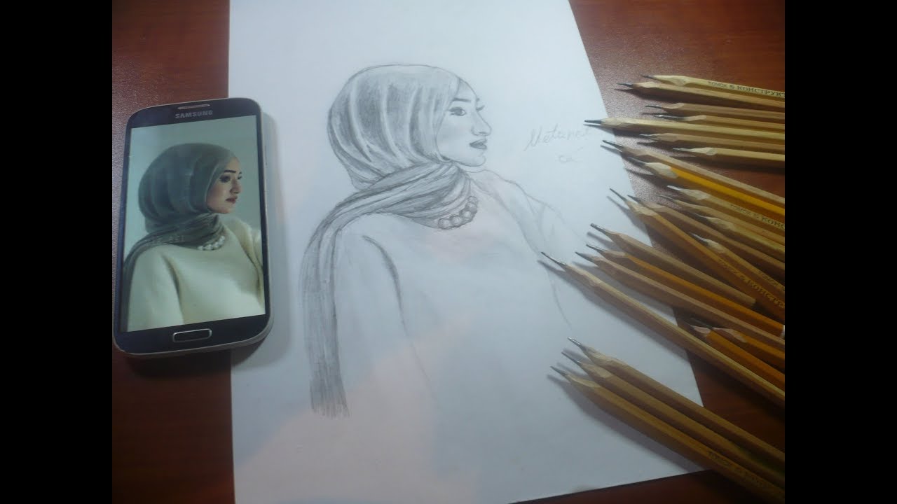 Başortülü kız çizimi, Kapalı kız nasıl çizilir? Karakalem | Metanet