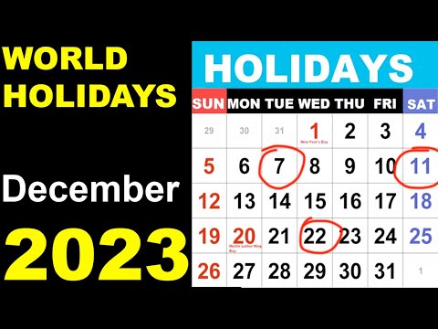 December 2023 Observances and Holidays Around the World by Country, date and month in 2023