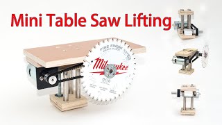 Mini table saw lifting | Table saw lifting mechanism | Make a table saw lifting mechanism at home