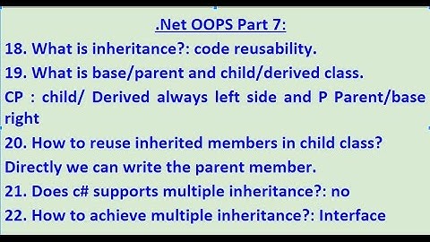 Part 7 .Net c# OOPS interview questions on Inheritance