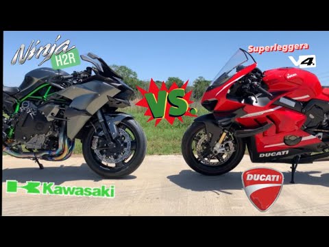 Ducati V4 Superleggera vs Kawasaki ninja H2R - Roll race 60 to ... YES, this is an H2R! 🤯