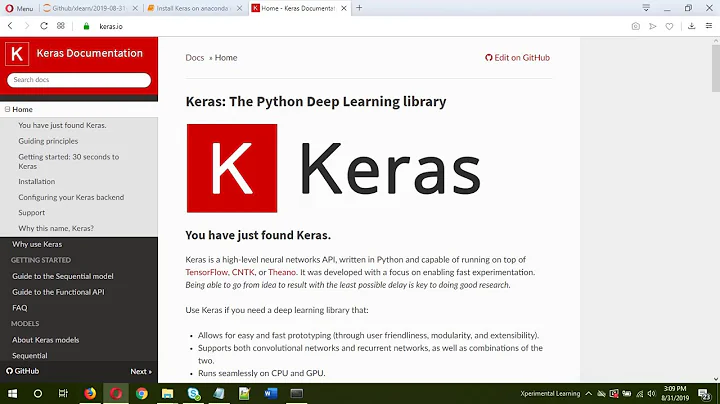 Python - How to install KERAS library in Anaconda ?
