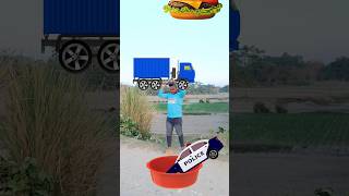 Police car,, lorry,, jcb catching & eating ice cream,, burger,, samosa - funny vfx magic video
