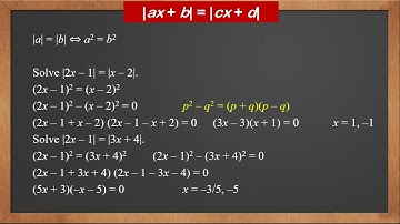 9709 P3 - 1.2 Modulus Equations