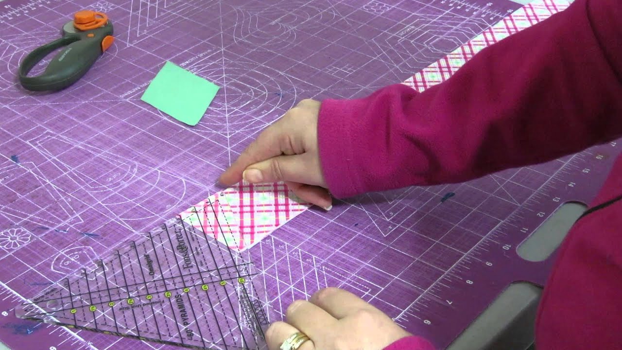 Quilting: Cut diamonds using triangle rule - YouTube