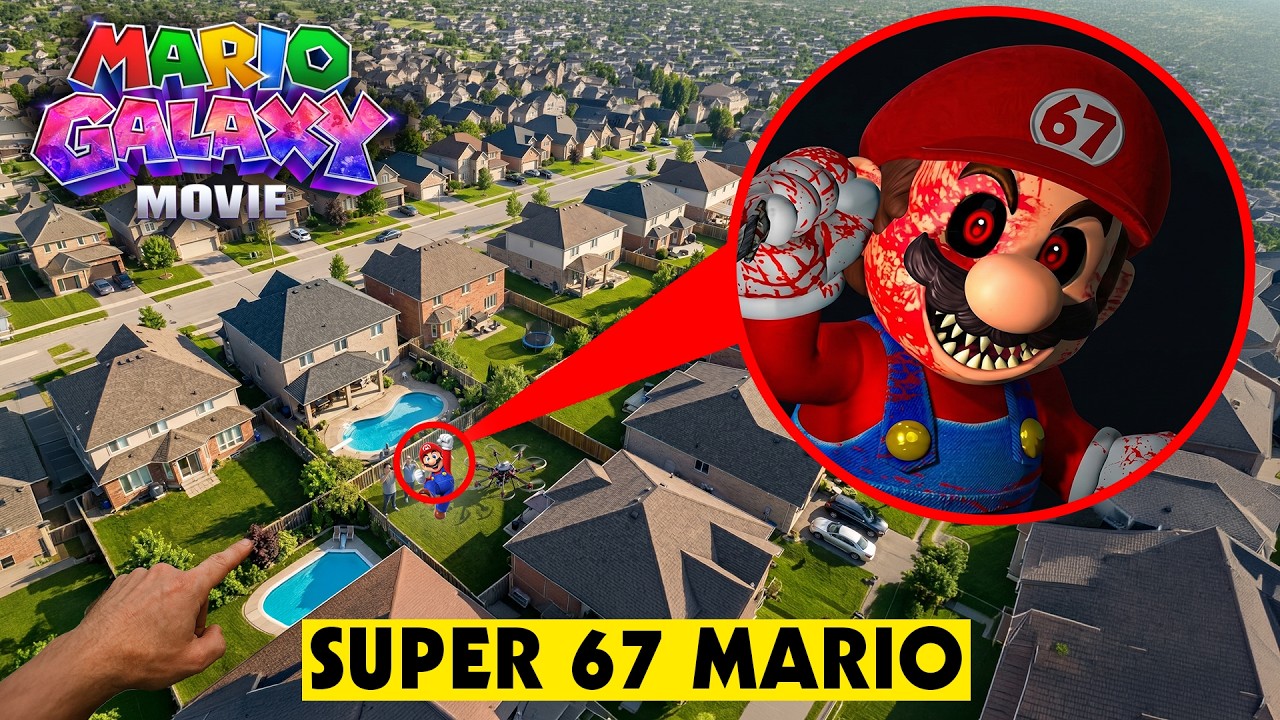 DRONE catches CURSED 67 MARIO FROM SUPER MARIO GALAXY MOVIE IN REAL LIFE!!