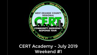 2019 West Orange County  CERT Academy Week #1