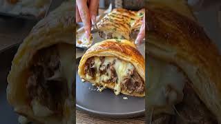 Beef & Cheese Puff Pastry Roll 🥩🧀🥐🔥