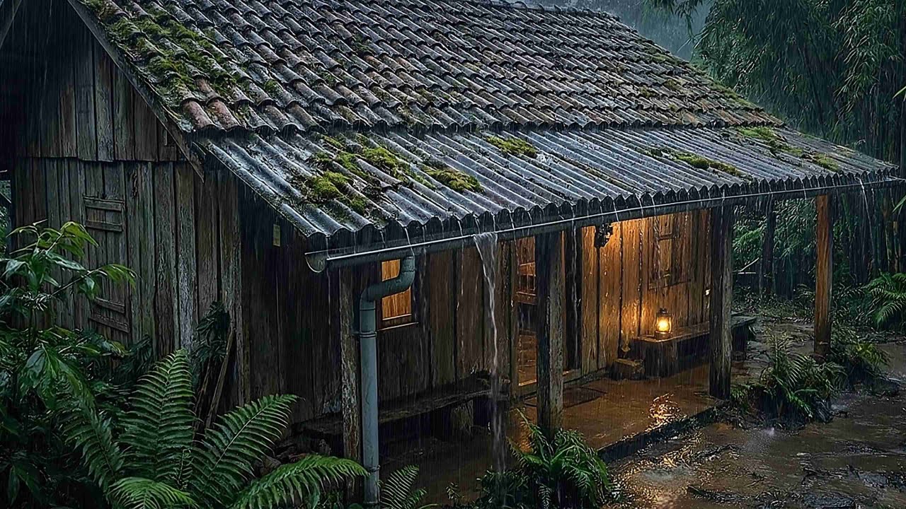 Soft Rain Sounds in a Tranquil Garden 🌧 (No Ads) | Calm Dark Bedroom Ambience for Deep Sleep