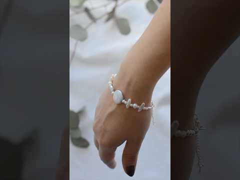 Браслет натуральний камінь Річкові та Барочні Перли фур-ра гіп-ний сплав колір срібло d-15-3мм+- L-18-23см, видео 1