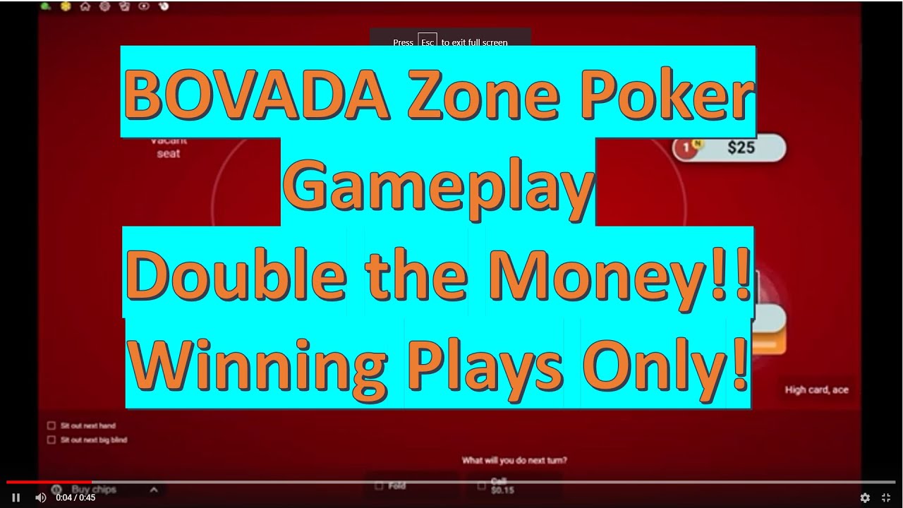 BOVADA Zone Poker Texas Holde'm Poker 25 Minimum BuyIn .50/1