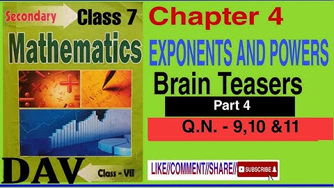 DAV Class 7 Maths Chapter 4 Brain Teasers Part 4 Q.N. - 9,10 & 11  @skyeasymath873