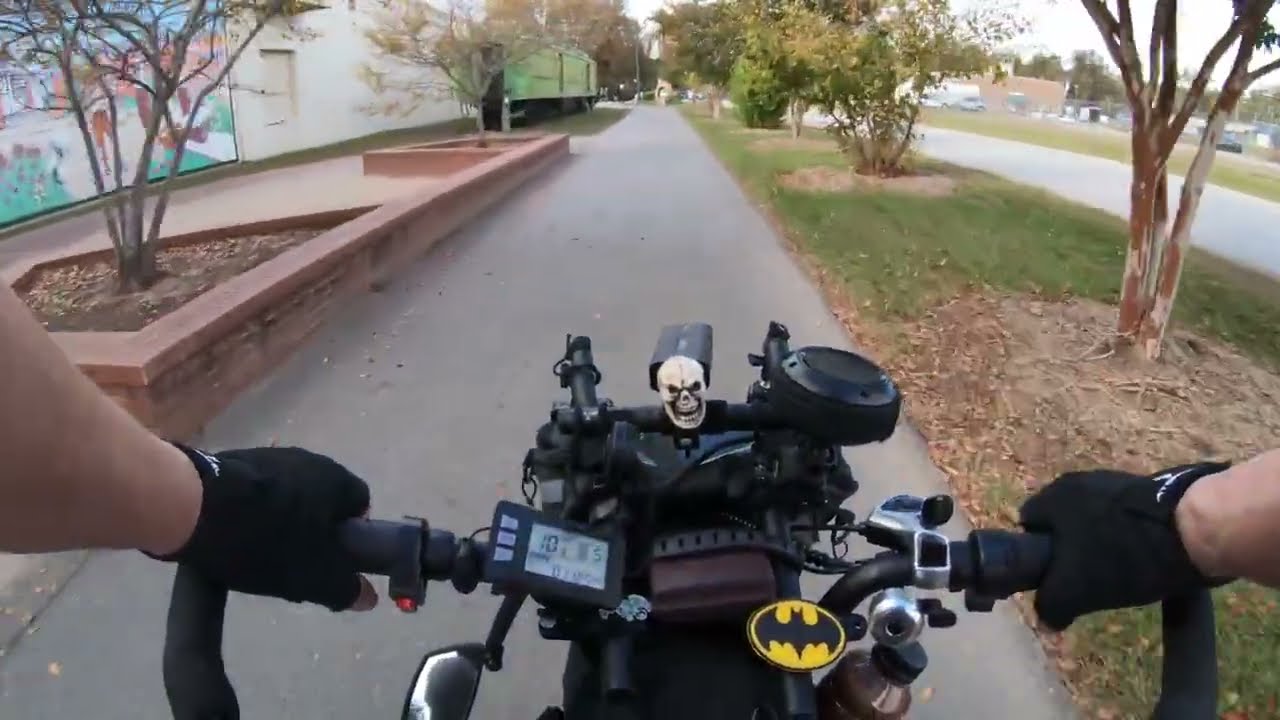 Michael rides the XV442 on the Swamp Rabbit Trail after the Hurricane 