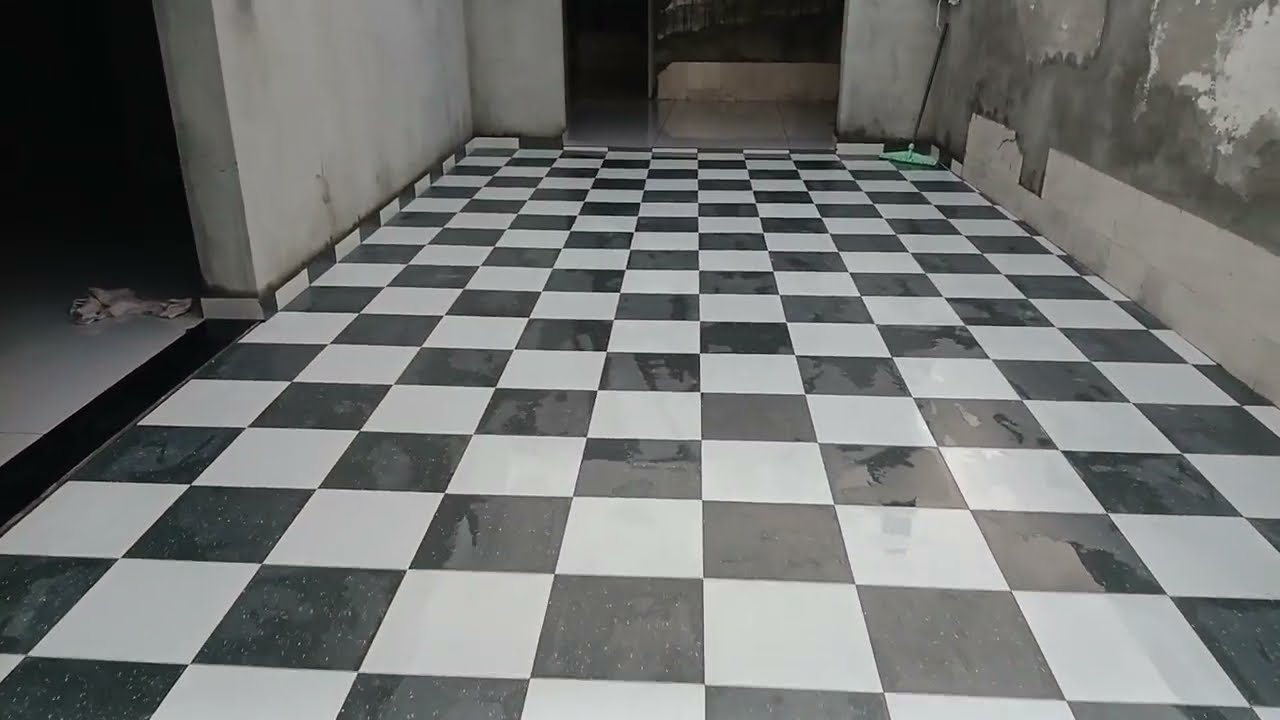 Classic 15x15 Checkerboard Floor Installation | Black & White Elegance