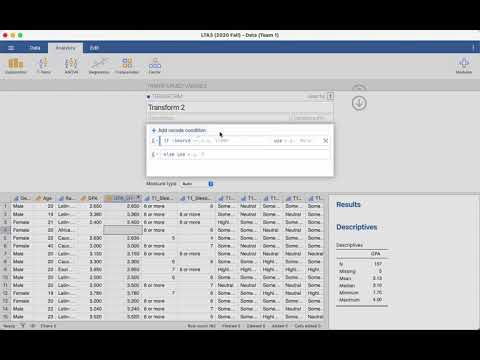 Jamovi: Split variable into high vs. low groups